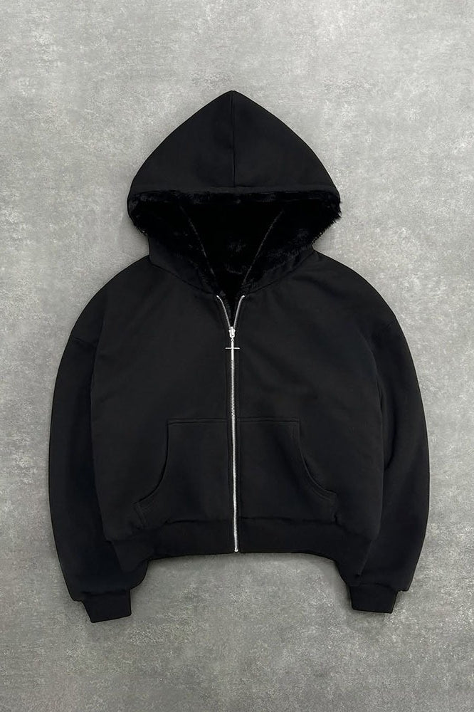 Reversible Leopard Lined Zip Up Hoodie