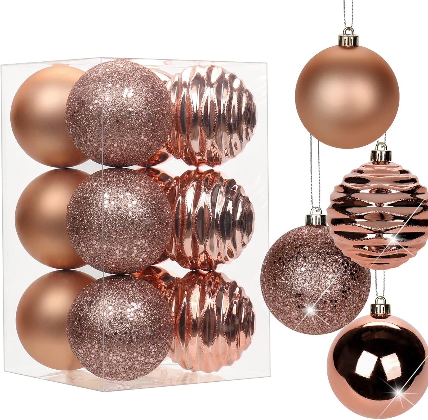 Shatterproof Gold Christmas Ball Ornaments - Set of 30