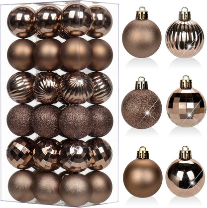 Shatterproof Gold Christmas Ball Ornaments - Set of 30