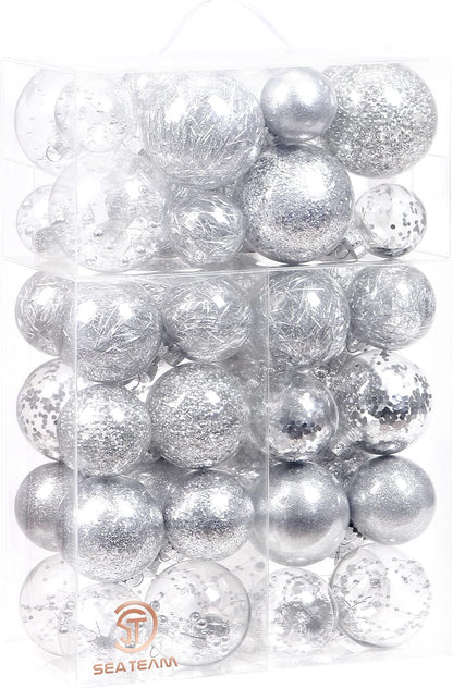 24 Count Shatterproof Clear Plastic Christmas Ball Ornaments with Gold Decorations