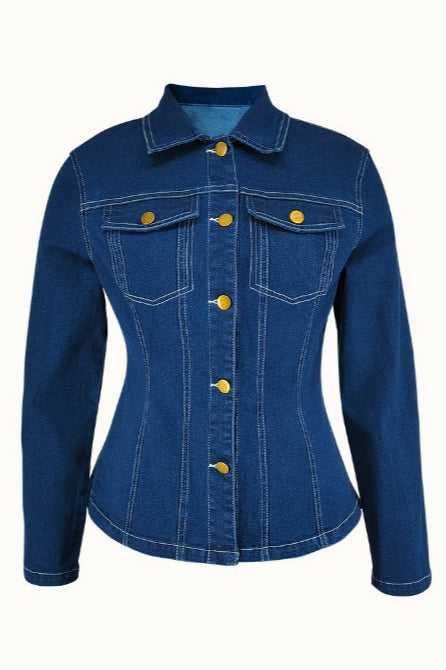 Fitted Long Sleeve Denim Jacket