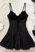 Leopard Lace Panel Spaghetti Strap Mini Dress