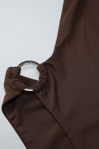 Sexy Deep V Cutout Metal Detail One Piece Swimwear