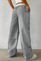 Stripe Plaid Pattern Knit Pants