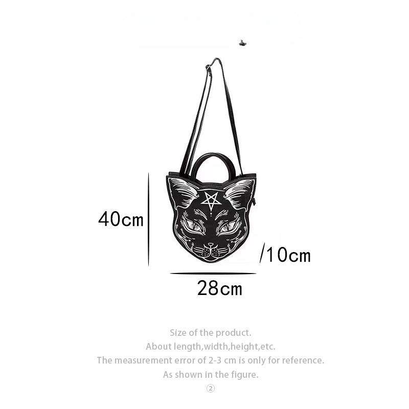 Gothic Punk Style Cat Top Handle Fashion Bag