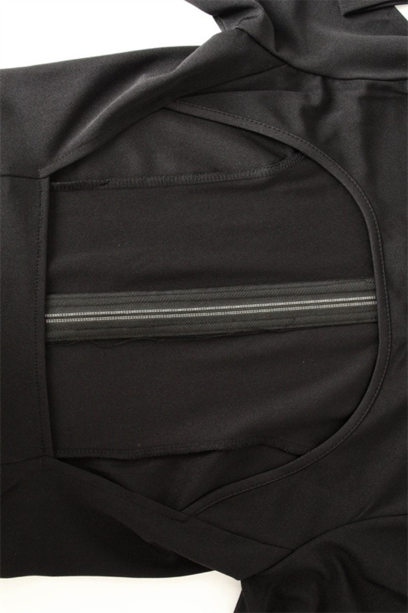 Open Back Zip Front Collared Crop Top