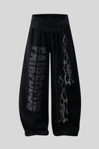 Flame Typography Wide Leg Sweatpants