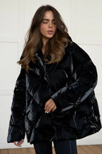 Loose Fit Quilted Cotton Jacket Black / S