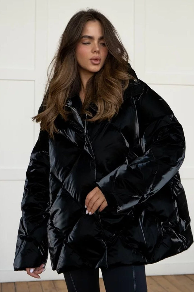 Loose Fit Quilted Cotton Jacket Black / S