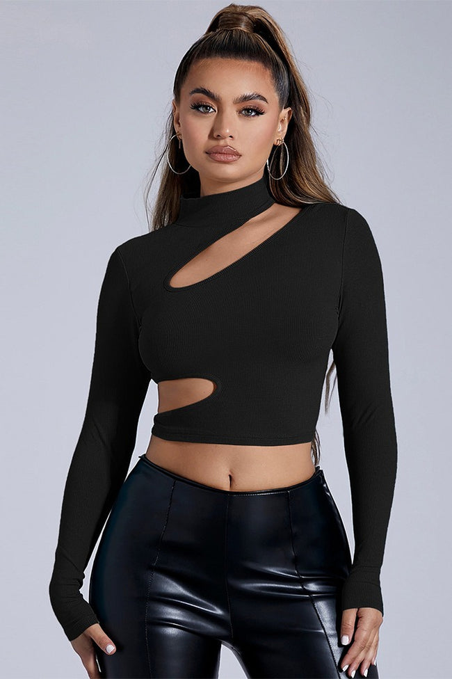 Bodycon Mock Neck Long Sleeve Crop Top Main image