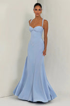 Cross Back Milk Silk Maxi Formal Dress