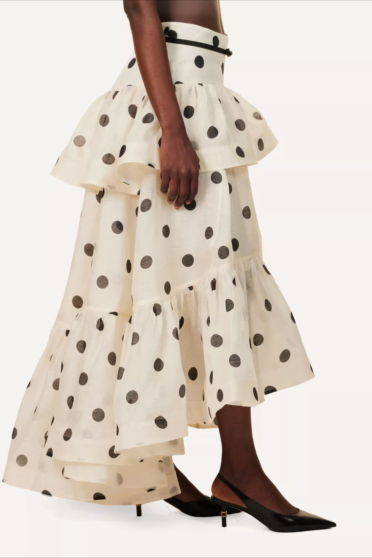 Tiered Ruffle Polka Dot Midi Skirt Secondary image
