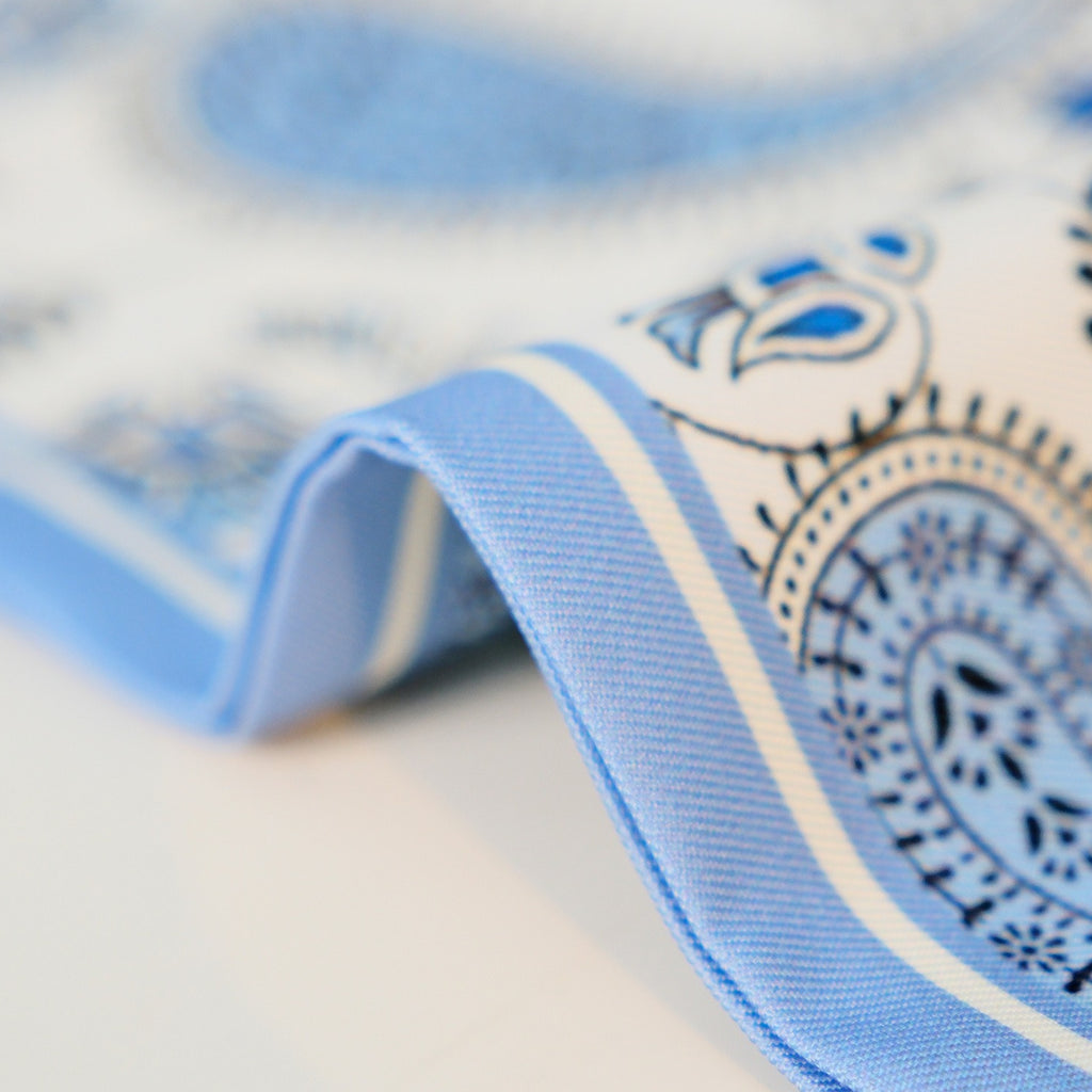 Blue Paisley Triangle Tie Bandana Retro Head Scarf
