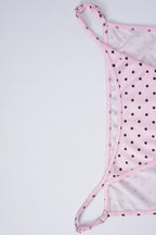 Pink Polka Dot Halter Skirt Style Three Piece Swim Set