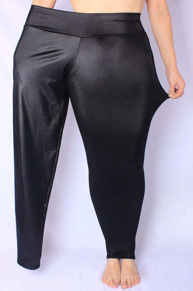 Plus Size Faux Leather High-Rise Stretch Leggings Secondary image