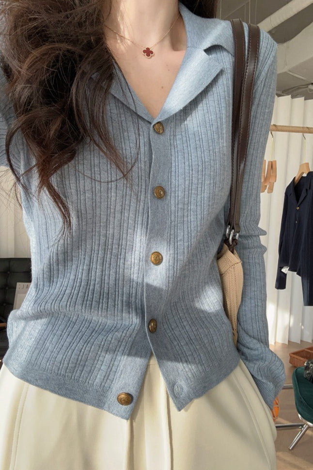 Wool Blend Textured Cardigan Grey / S Main image