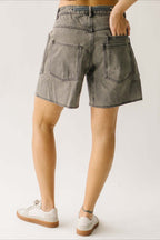 Vintage Washed Loose Fit Denim Drawstring Shorts