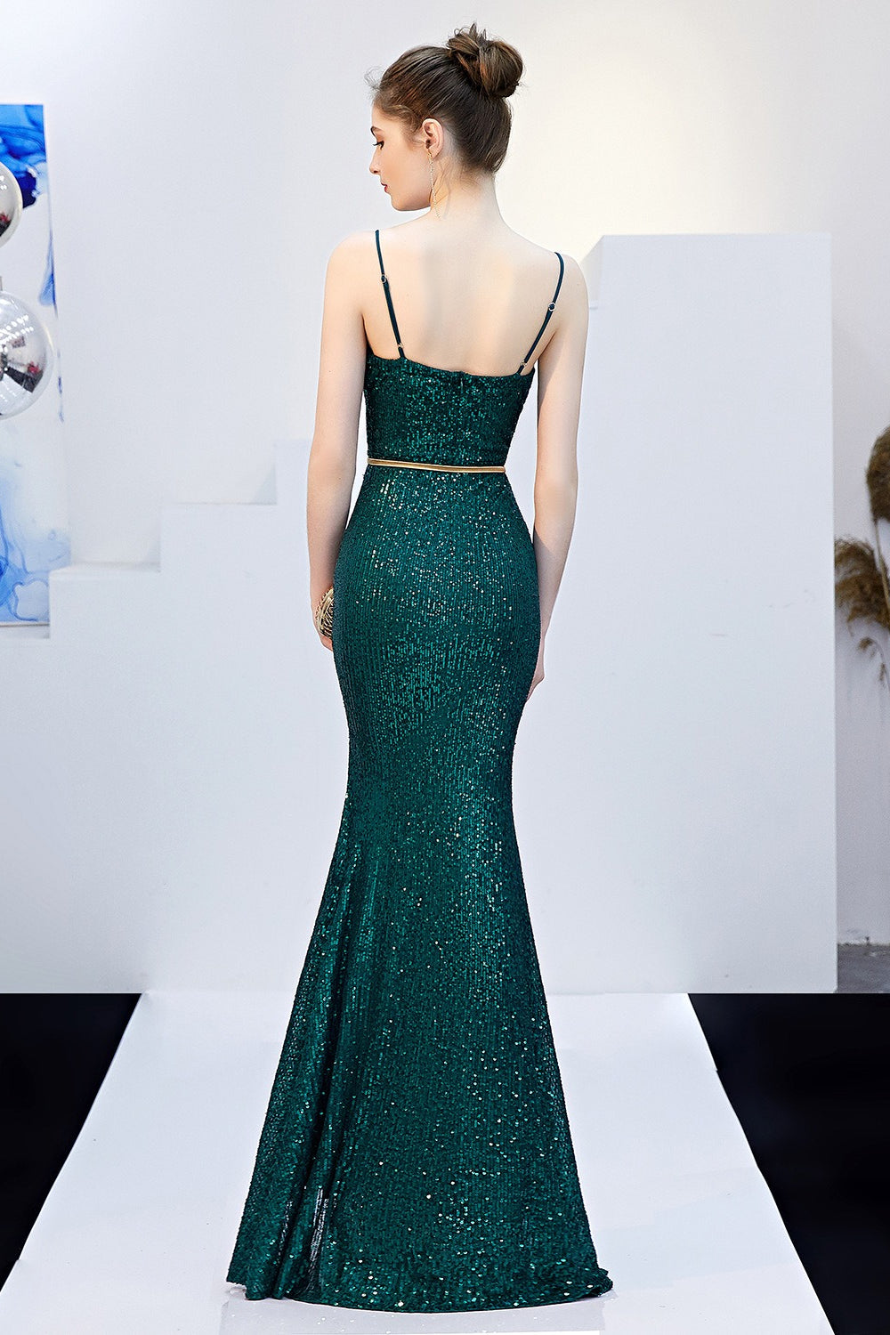 Sexy Slim Fishtail Party Dress with Belt