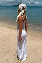 White Crochet Floral Hollow Vacation Dress
