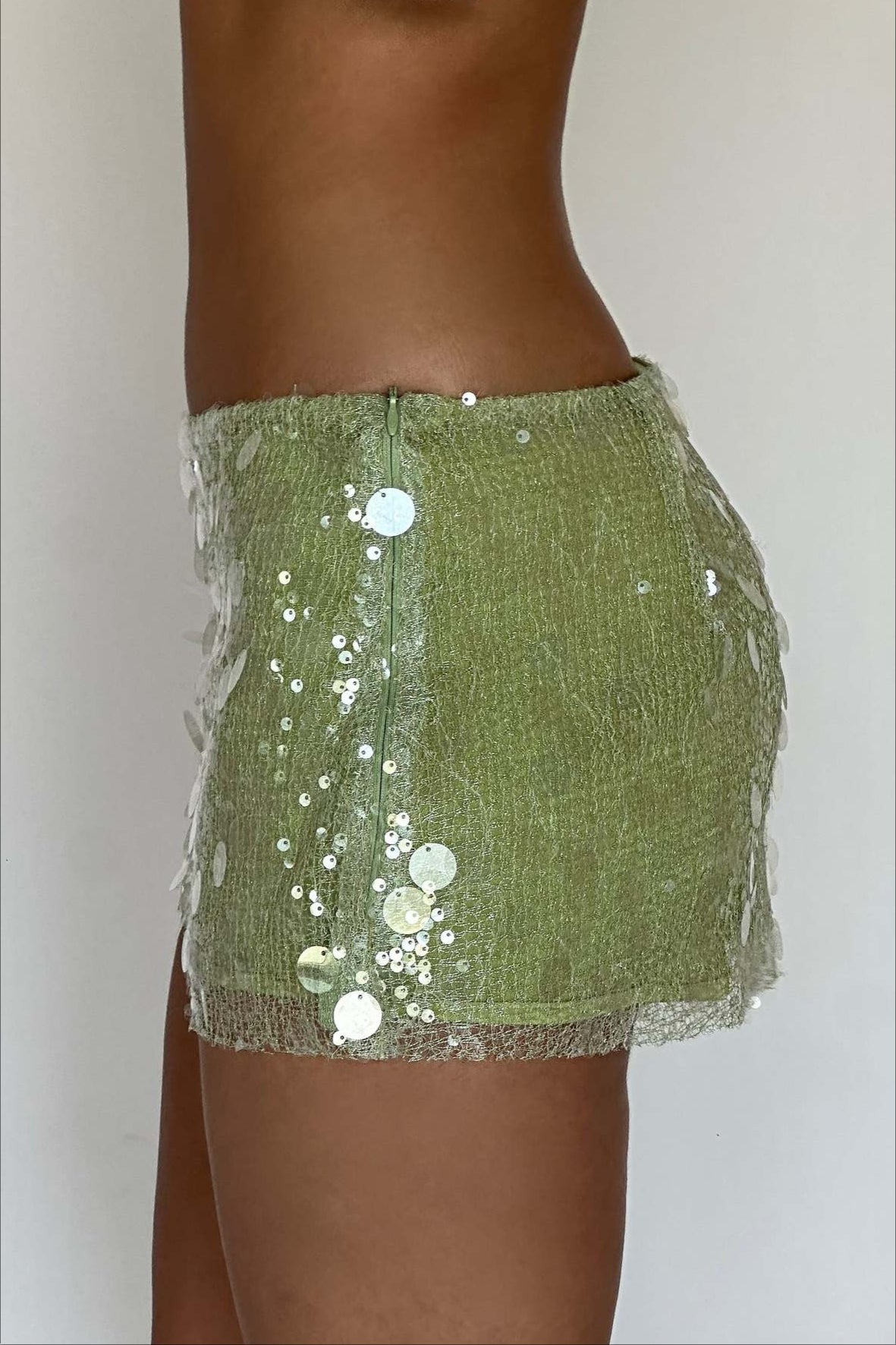 Solid Color Sequin Fitted Party Mini Skirt Secondary image