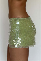 Solid Color Sequin Fitted Party Mini Skirt