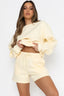 Solid Crew Neck Sweatshirt Shorts Set