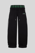 Stripe Embroidered Double Waist Sweatpants