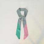 Colorblock Striped Knit Skinny Long Neck Tie Scarf