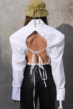 Cutout Back Vintage Blouse
