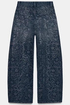 Low Rise Wide Leg Rhinestone Embellished Jeans