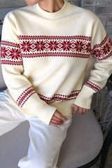 Minimalist Color Block Snowflake Stripe Christmas Sweater