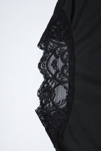 Lace Hollow Out Button Waist Cinched Sleeveless Blouse
