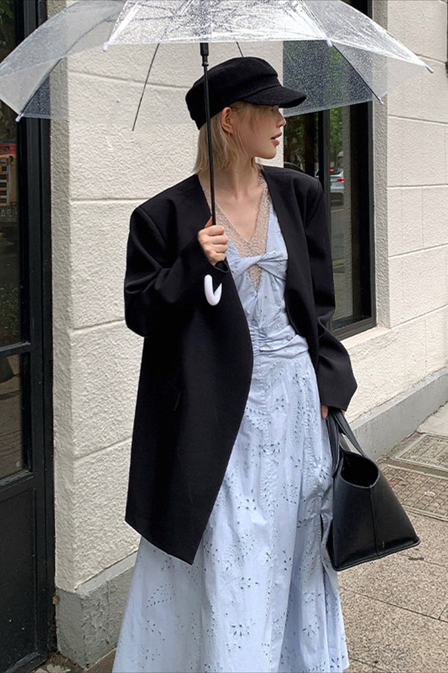Oversized Black Casual Blazer Main image