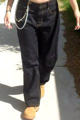 Vintage Letter Printed Loose Straight Leg Hip Hop Casual Jeans