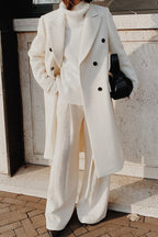 Solid Color Double Breast Lapel Overcoat