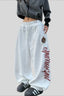 Vintage Crest Typography Embroidered Wide Leg Sweatpants