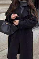 Double Breasted Relaxed Lapel Wool Overcoat