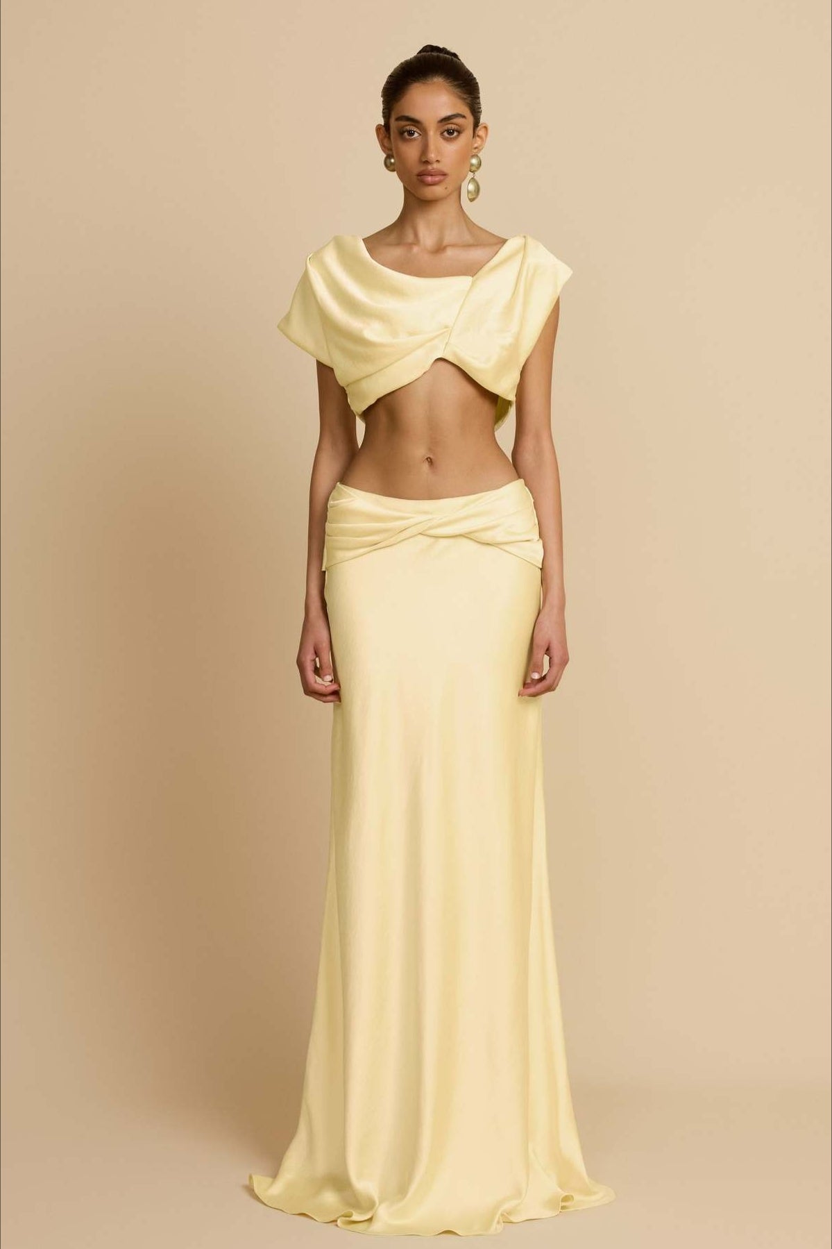 Ruched Panel Strapless Top High Waist Skirt Set Main image
