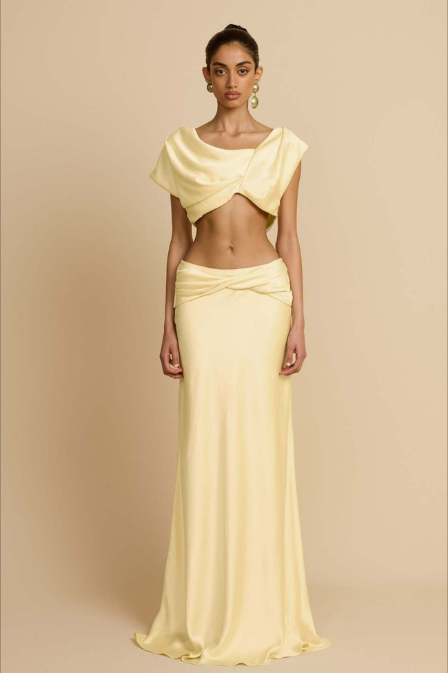 Ruched Panel Strapless Top High Waist Skirt Set Main image