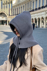 Thermal Knit Face Cover Hooded Scarf Hat