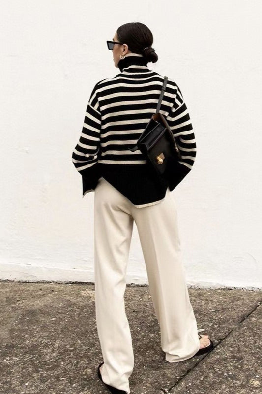 Heavyweight High Neck Striped Sweater Secondary image