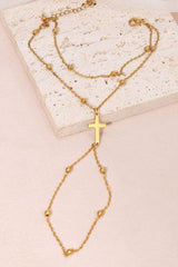 Two Tier Cross Bead Knuckle Finger Bracelet