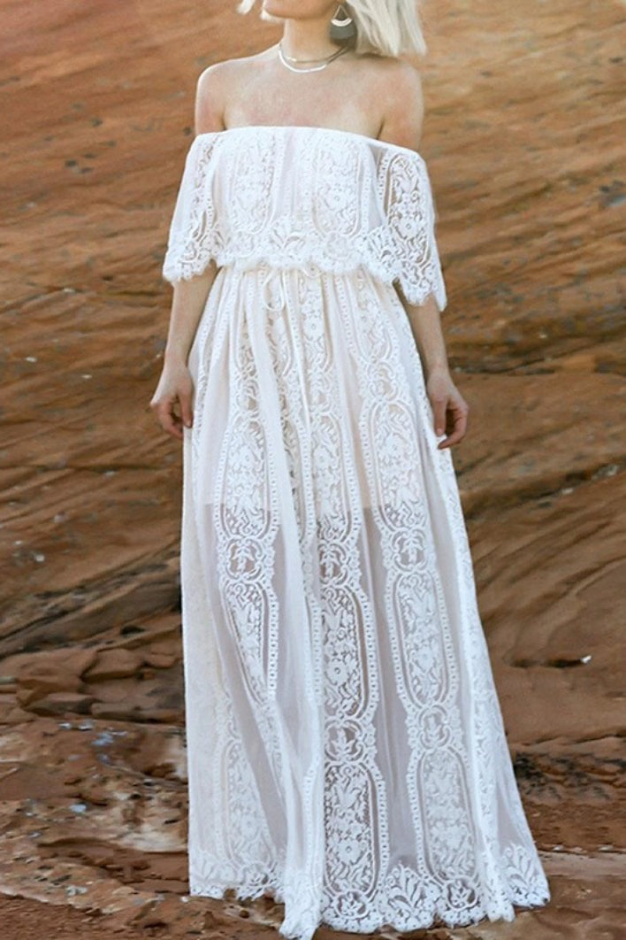 Strapless Cutout Off Shoulder Maxi Boho Dress Main image