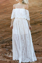 Strapless Cutout Off Shoulder Maxi Boho Dress