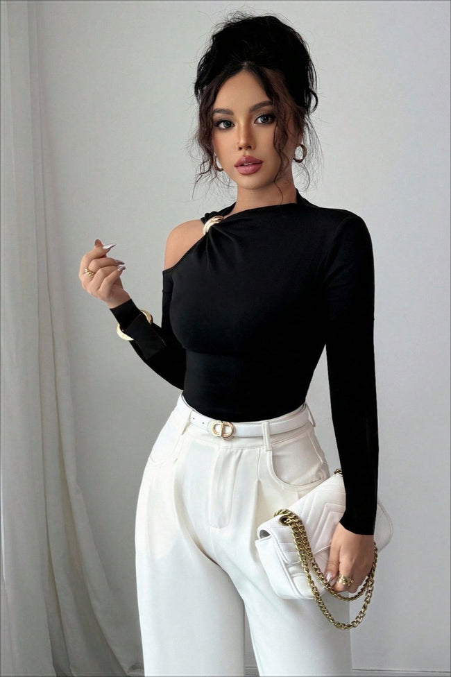 Metallic Trim Bodycon Knit Top Main image