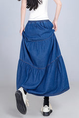 Plus Size Elastic Waist Flowy Tiered Skirt