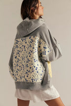 Boho Quilted Floral Patchwork Oversized Hoodie