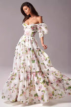 Off Shoulder Flowy Elegant Long Prom Dress