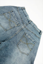 Gold Script Embroidered Barrel Leg Jeans
