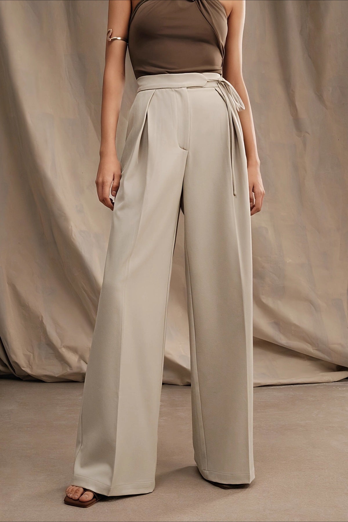 Casual High Waist Tie Wide Leg Long Pants Secondary image